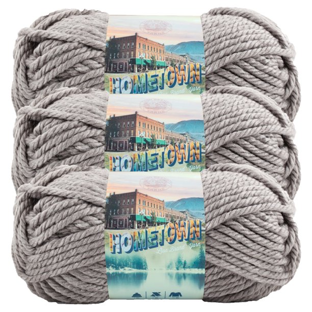 Lion Brand Yarn Hometown Dallas Grey Basic Super Bulky Acrylic Gray