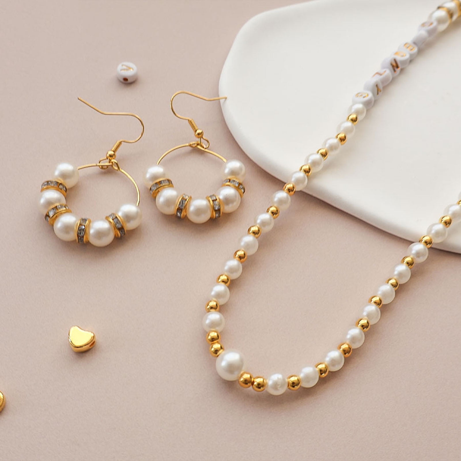 LFLIUN Kit De Fabrication De Bracelets Avec Perles Dorées Et Argile