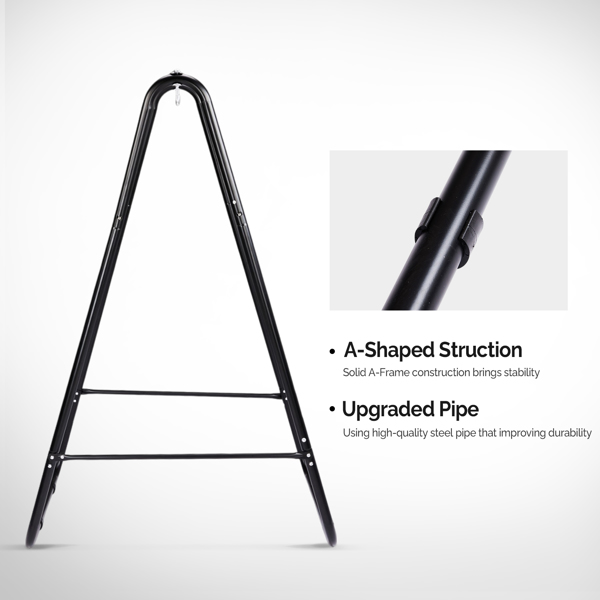 Outdoor Hammock Chair Stand Only, Swing Stand with 2 Hooks, Max Load 600lbs, Fits Most Hanging Chairs, Black (Without Hammock Chair)