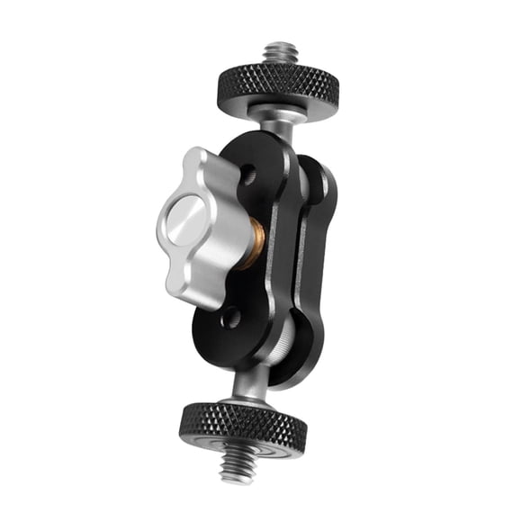 Montaje de brazo mágico,Soporte de brazo mágico de cabeza esférica doble Mini Universal,Magic Arm Clamp Tornillo de 1/4 de pulgada Multifuncional,Adaptador portátil de montura de zapata de