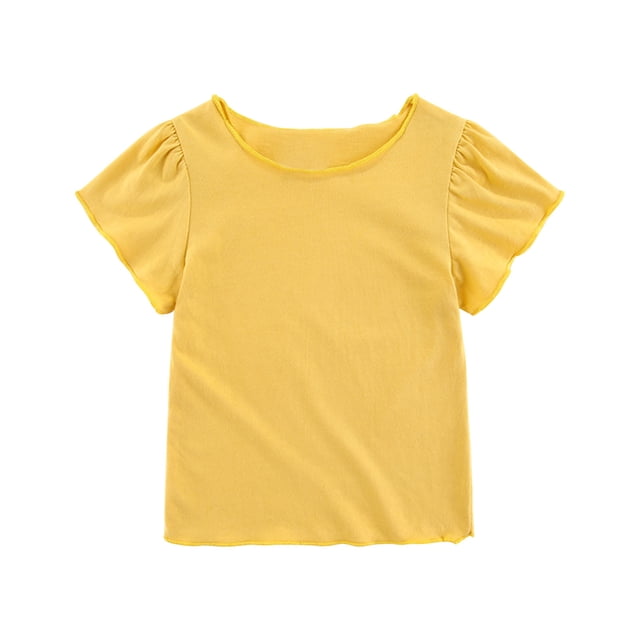 Baby Girl Blouse Toddler Ruffle T-Shirts Kids Girl Solid Color Tee Casual Tops for Girls