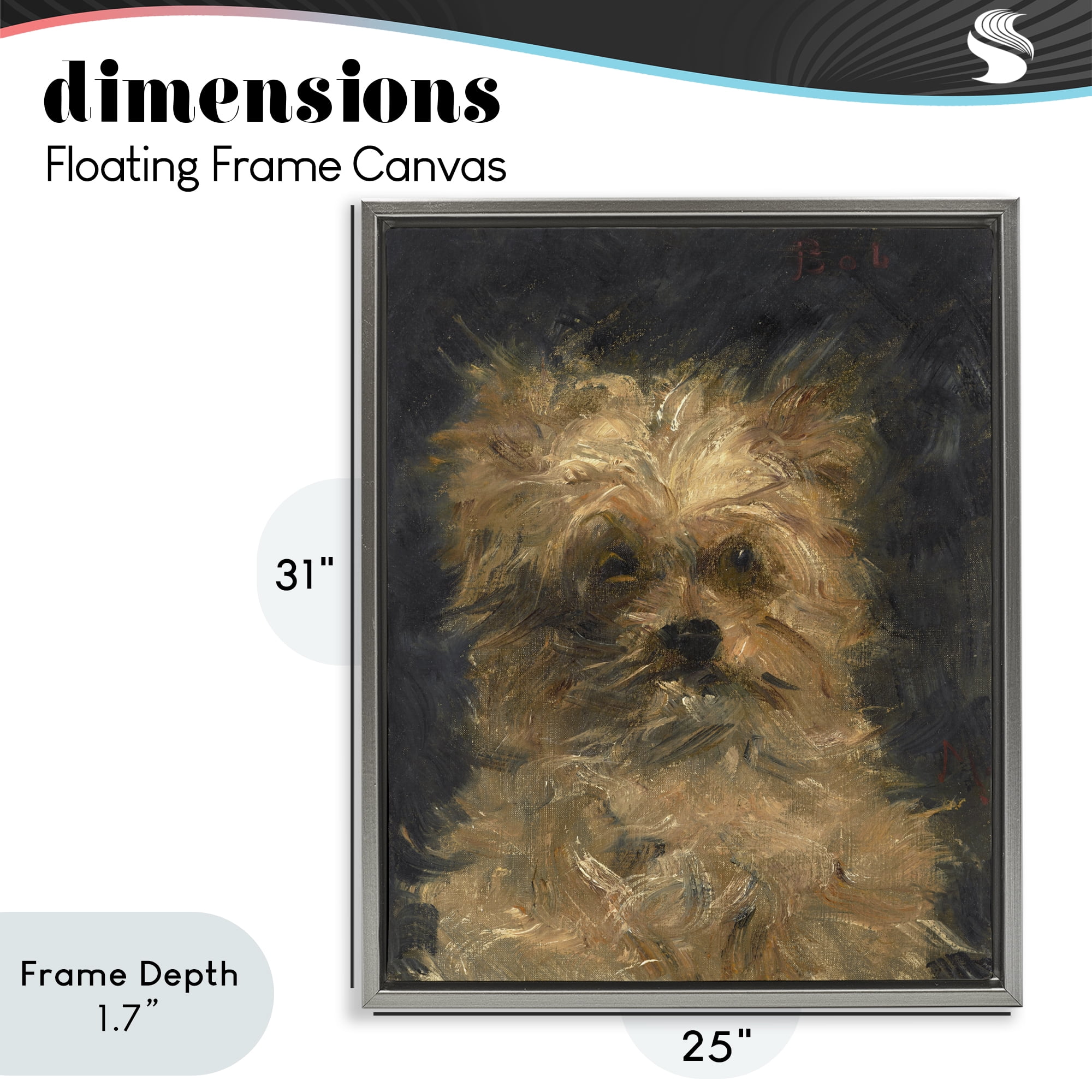 Stupell Industries Edouard Manet Dog Portrait Gray Framed Floater Canvas Wall Art, design by Lil' Rue