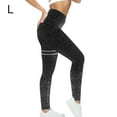 thumbnail image 3 of Impresión de pantalones de cintura alta ejecutando ejercicio ejercicio ejercicio fitness yoga deportes leggings adelgazamiento casual tobillo longitud pantalones negro l kenally AP004582-15, 3 of 7