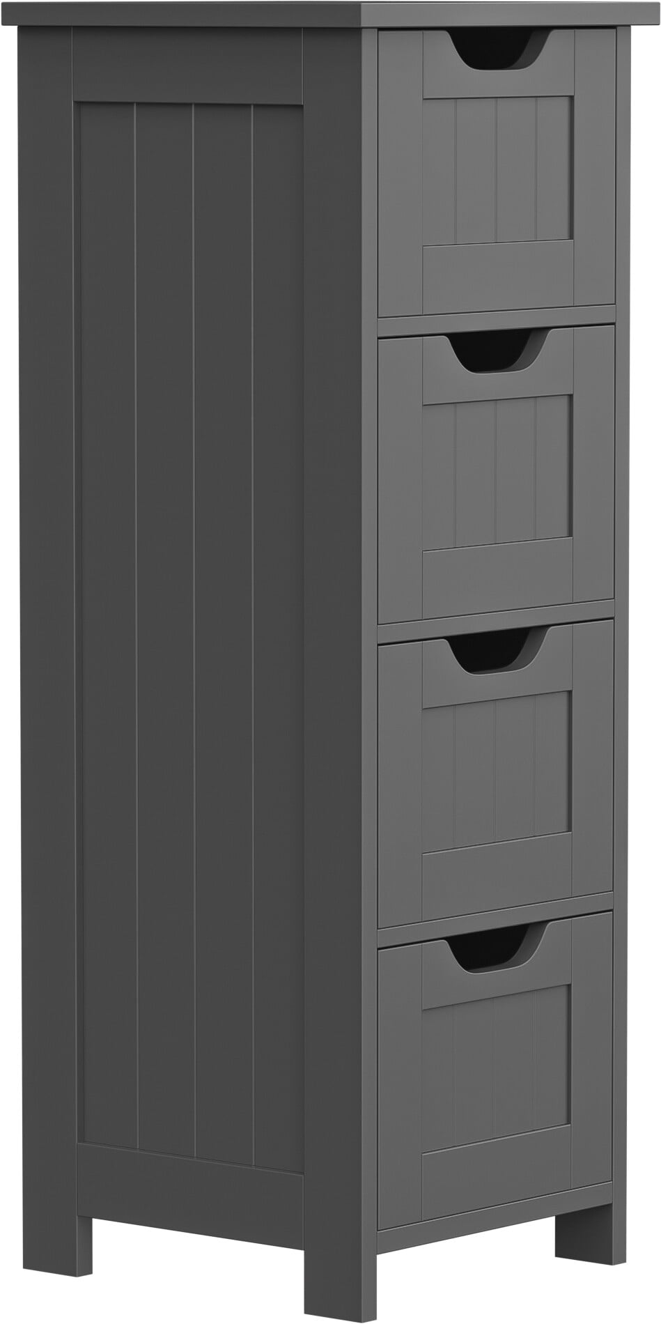 ZENY Bathroom Floor Cabinet Attractive Wooden Side Storage Organizer with 4 Drawers, Gray
