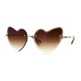 thumbnail image 2 of Womens Gothic Luxe Rimless Beveled Lens Cat Eye Heart Sunglasses Gold Brown, 2 of 4