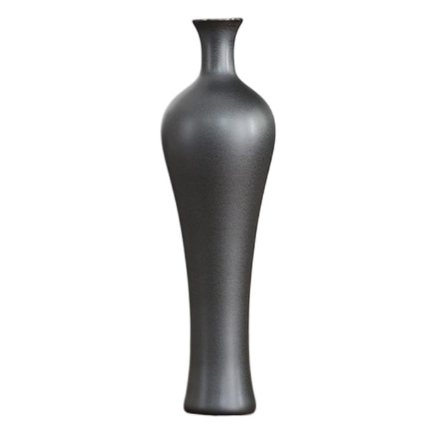 Jarrones de flores de cerámica, jarrón decorativo negro para sala de estar, cocina, mesa, 18x5cm