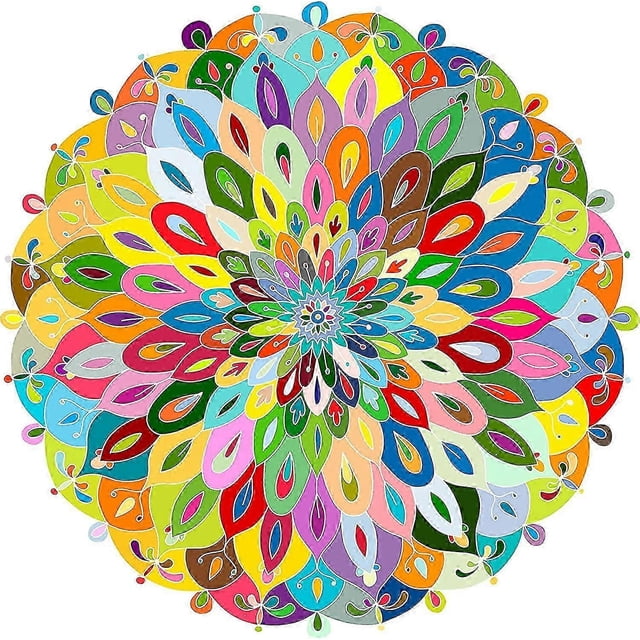 Puzzle-Blooming Color-1000 Pieces Color Challenge Blue Board Round Jigsaw Puzzles