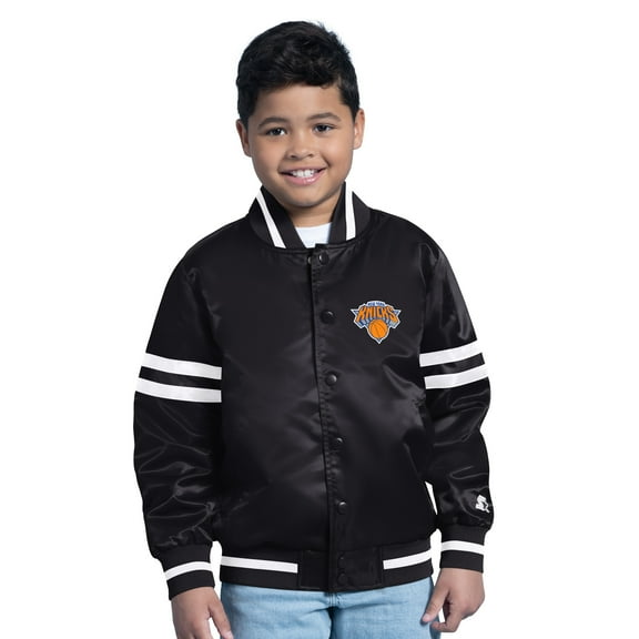Youth Starter  Black New York Knicks Satin Full-Snap Varsity Jacket