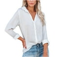 thumbnail image 2 of Flash picks! Turilly Women's Tops Single Breasted Long Sleeve Shirt Tops Loose Lapel Shirt Blouse, 2 of 8