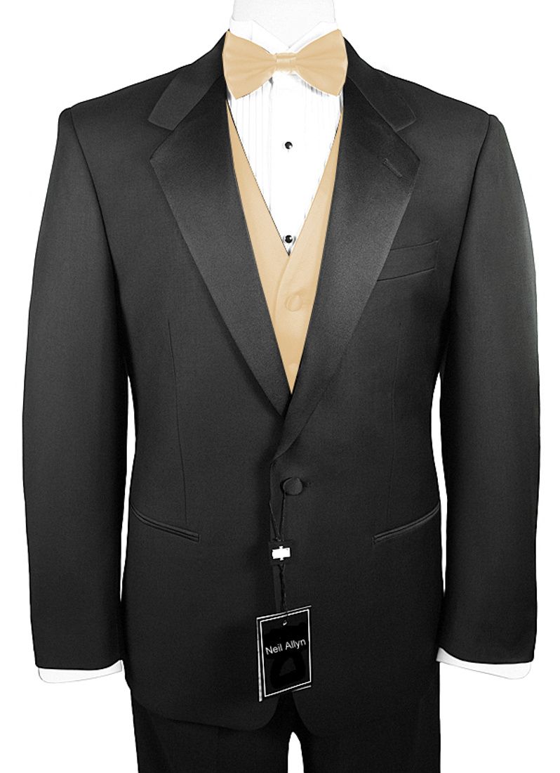 Black Tux With Gold Vest And Bow Tie Black Tux With Gold Vest And Bow Tie