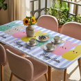 thumbnail image 3 of Easter Purple Striped Table Cloths for 4 Foot Rectangle Tables, Spring Colorful Bunny Polka Dot Patio Waterproof Elastic Fitted Tablecloths, Washable Rectangular Table Cover for Camping, 3 of 8