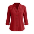 thumbnail image 4 of Neewe Womens Classic Plain Shirt Casual Collar Long Sleeve Loose Fit Button Down Tops Daily Outfits, 4 of 5