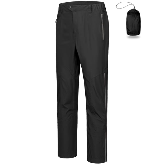 Little Donkey Andy Men's Waterproof Rain Pants Windproof Overpants Lightweight Outdoor Trousers for Hiking Golf Fishing Black S