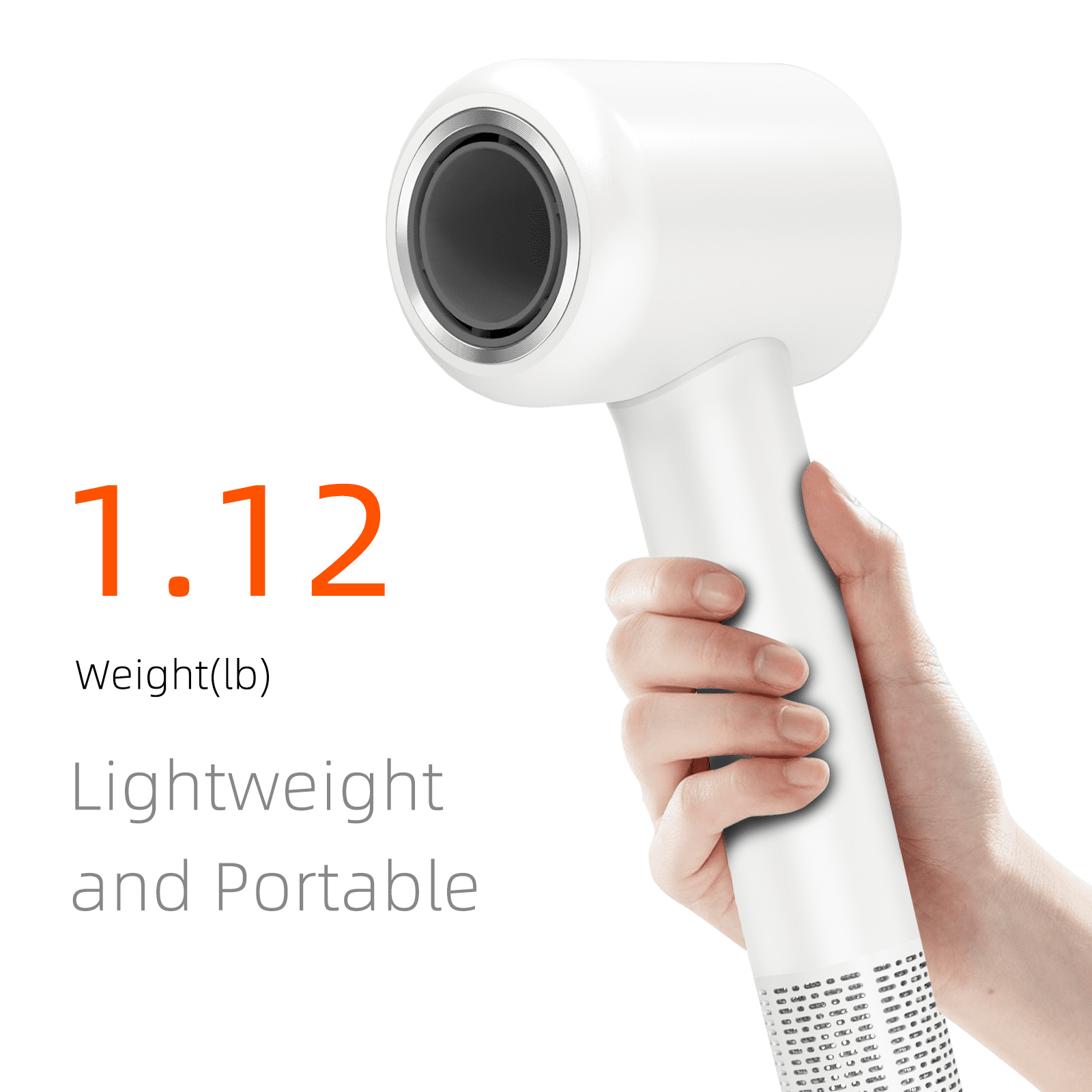 Orchidleaf Hair Dryer Negative Ionic Blow Dryer with 150000 RPM Brushless Motor for Fast Drying High Speed Lightweight Low Noise Blow Dryer with Magnetic Nozzle(White)