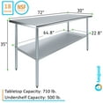 thumbnail image 3 of AmGood 30 in. x 72 in. Stainless Steel Table | Metal Utility Kitchen Prep Work Table | NSF, 3 of 9