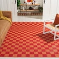 thumbnail image 2 of SAFAVIEH Striped Kilim Jannah Checkered Cotton Area Rug, Red/Rust, 8' x 10', 2 of 12