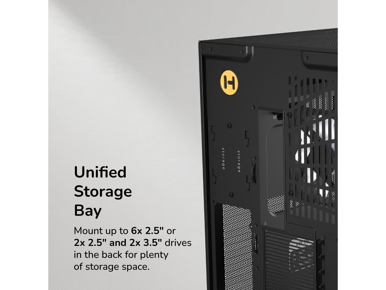 HYTE Y50 RGB Essential Aesthetic Gaming PC Case - 4 Included aRGB Fans (1x 120mm + 1x 360mm Reverse) - Dual Chamber ATX Desktop Chassis - Rear Connect Motherboard Compatible - Pitch Black