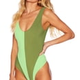 thumbnail image 2 of Traje de baño de 1 pieza para mujer, bloques de color a la moda, traje de baño elástico encantador para mujer, traje de baño verde fluorescente M, 2 of 5