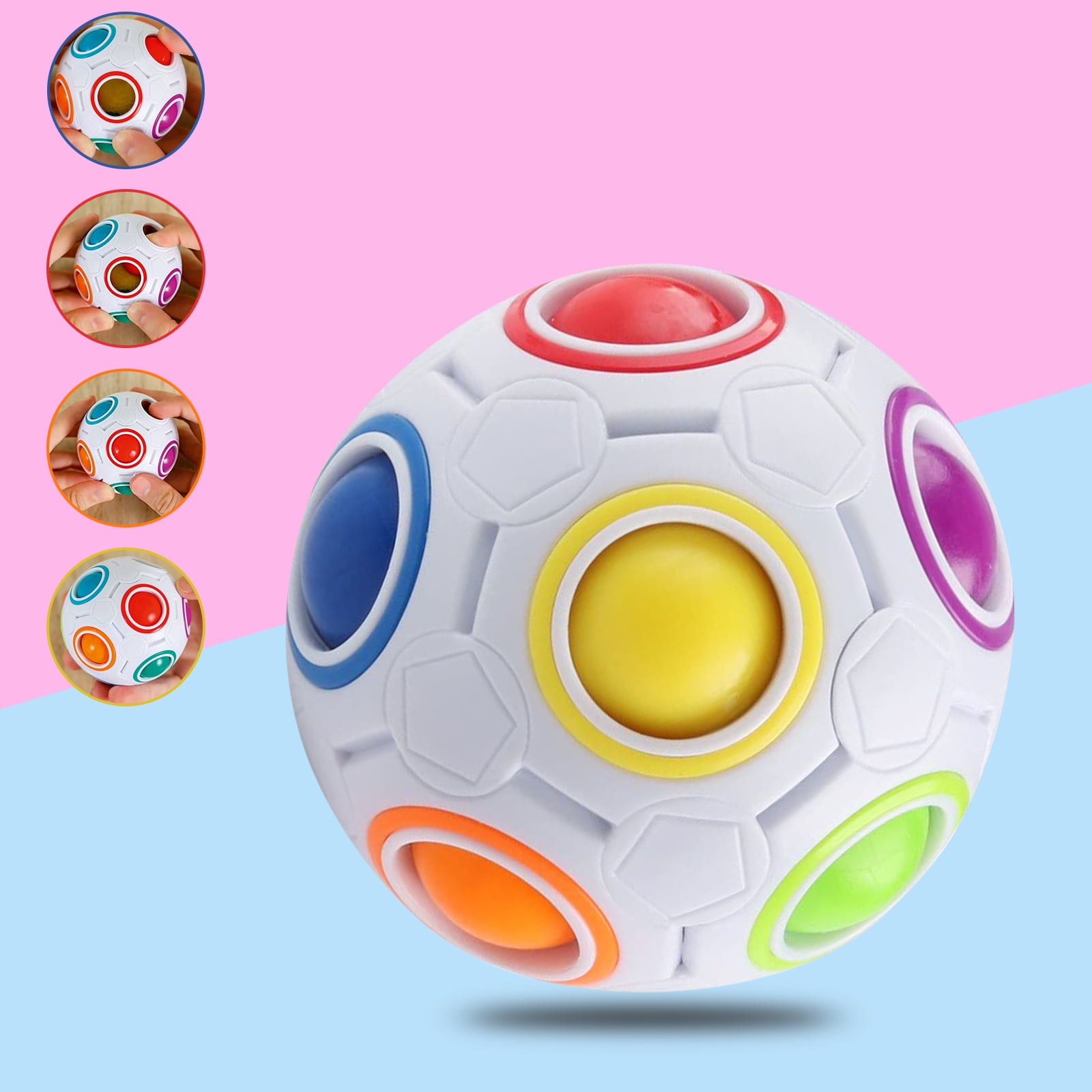 Kids Puzzle Game Fidget Toy 8 Holes, Stress Reliever Magic Rainbow Ball  Brain Teaser Games Toys for Children Teen & Adults