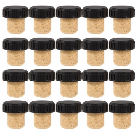 LEORX 20pcs Cork Stoppers for Beer Bottles Black Wood Prevent Oxidation and Leakage