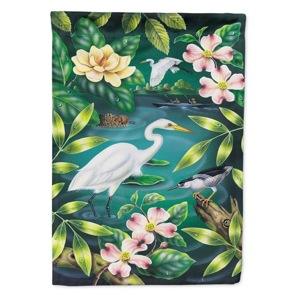 Carolines Treasures PRS4005CHF River Egret Flag Canvas House Size  Large multicolor