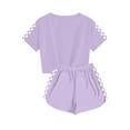 thumbnail image 5 of Ugoldhm Girls Crew Neck T-Shirt and Shorts Set Relaxed Plaid Short Sleeve Summer Clothing Sets Size 5-14, 5 of 8