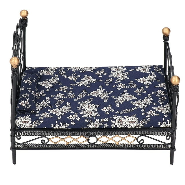 Cama de Casa de Muñecas en Miniatura de Hierro, Escena de Vida de Simulación de Estilo Princesa en Miniatura Cama de Muñecas de Hierro Mejoran La Habilidad Práctica para LA