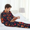 thumbnail image 4 of Mens Pajamas Set, Autumnal Forest Button Down Long Sleeve Loungewear Sleepwear Pjs sets for Men, 4 of 5