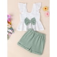 thumbnail image 4 of Bagilaanoe 2pcs Toddler Baby Girl Shorts Set Ruffles Sleeve A-Line Tops + Shorts 6M 12M 18M 24M 3T 4T Kids Casual Summer Clothes, 4 of 7