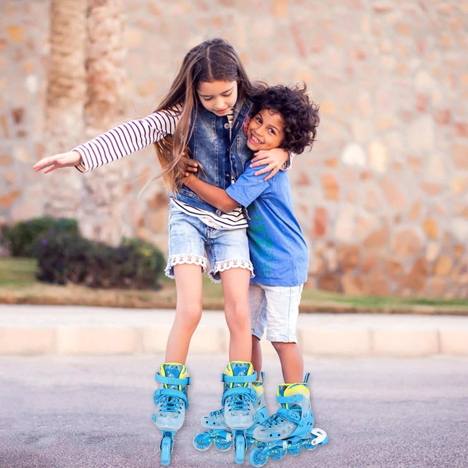 Inline Skates, Adjustable Children Inline Skates with Light up Wheels for Kids, Girls, Boys, Teens, Beginner & Advance | with Protective Gears and Carry Bag