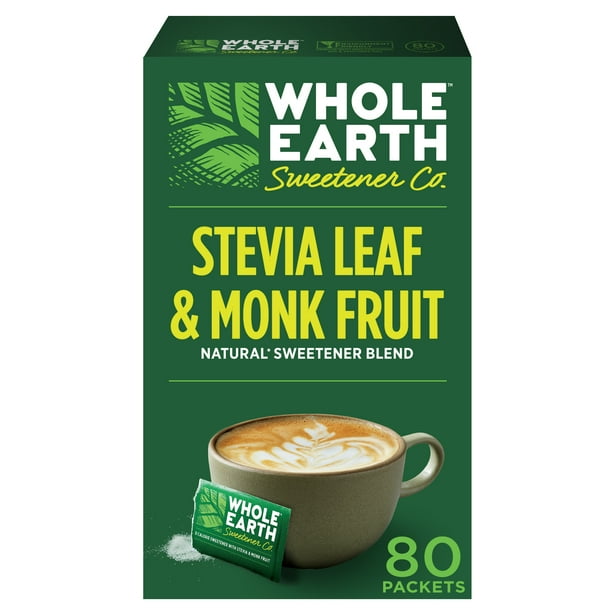 Whole Earth Stevia Monk Fruit and Erythritol Sweetener, 80 Packets