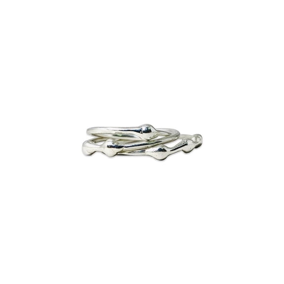 Heaven Crafts Three Stacking Ring 925 Sterling Silver Handmade Boho Statement Ring For Women