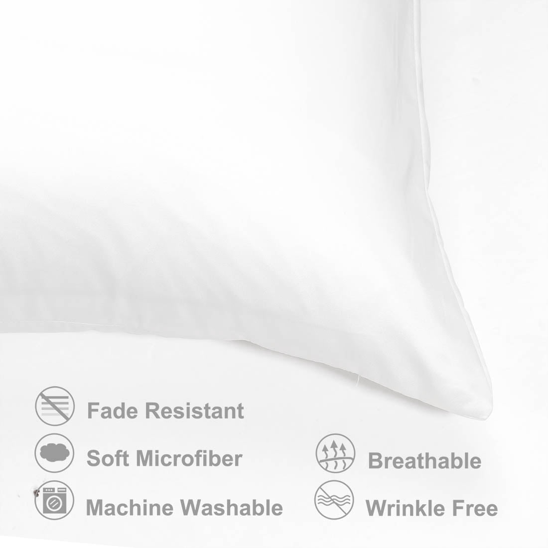 Unique Bargains Set of 4 Silky Satin Pillowcases Pillow Cover White Queen
