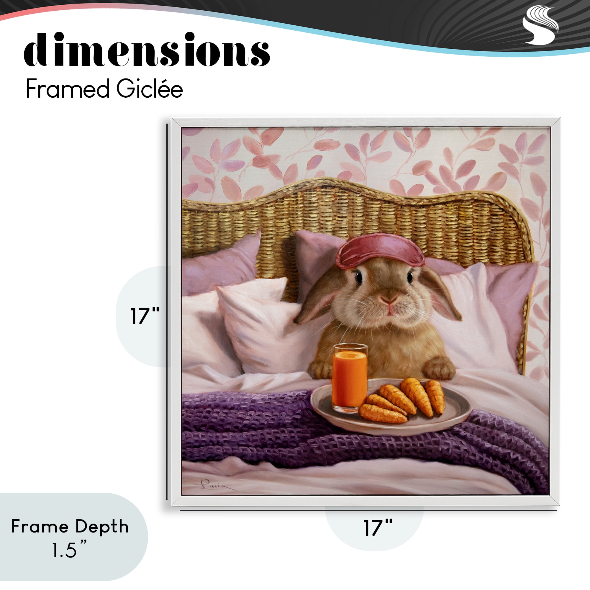 Stupell Industries Hoppy Meal Bunny in Bed White Framed Giclee Art, design by Lucia Heffernan