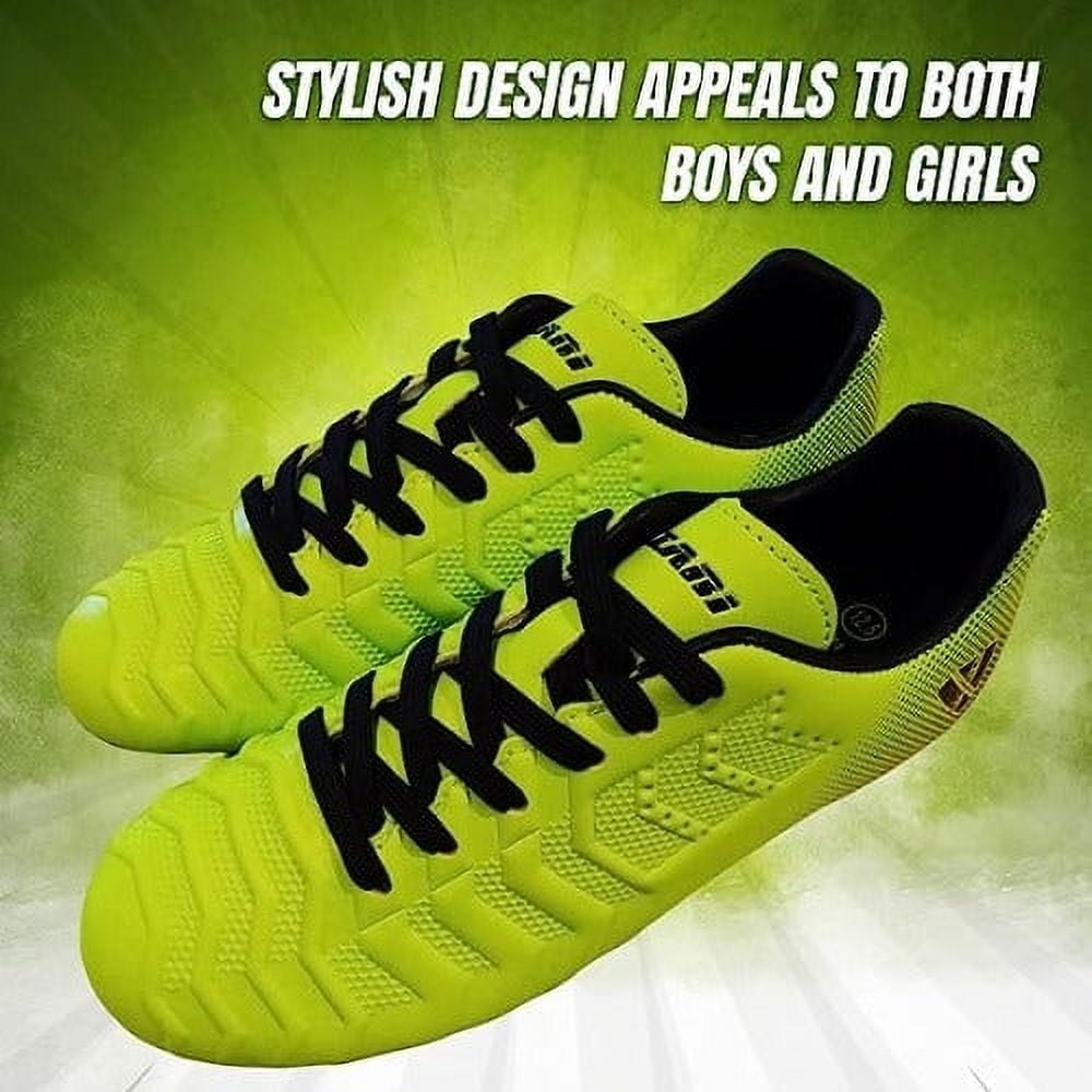 Vizari Kids Laguna Junior Firm Ground Outdoor Soccer Cleats/Shoes | for Boys and Girls - Lime Green / Black