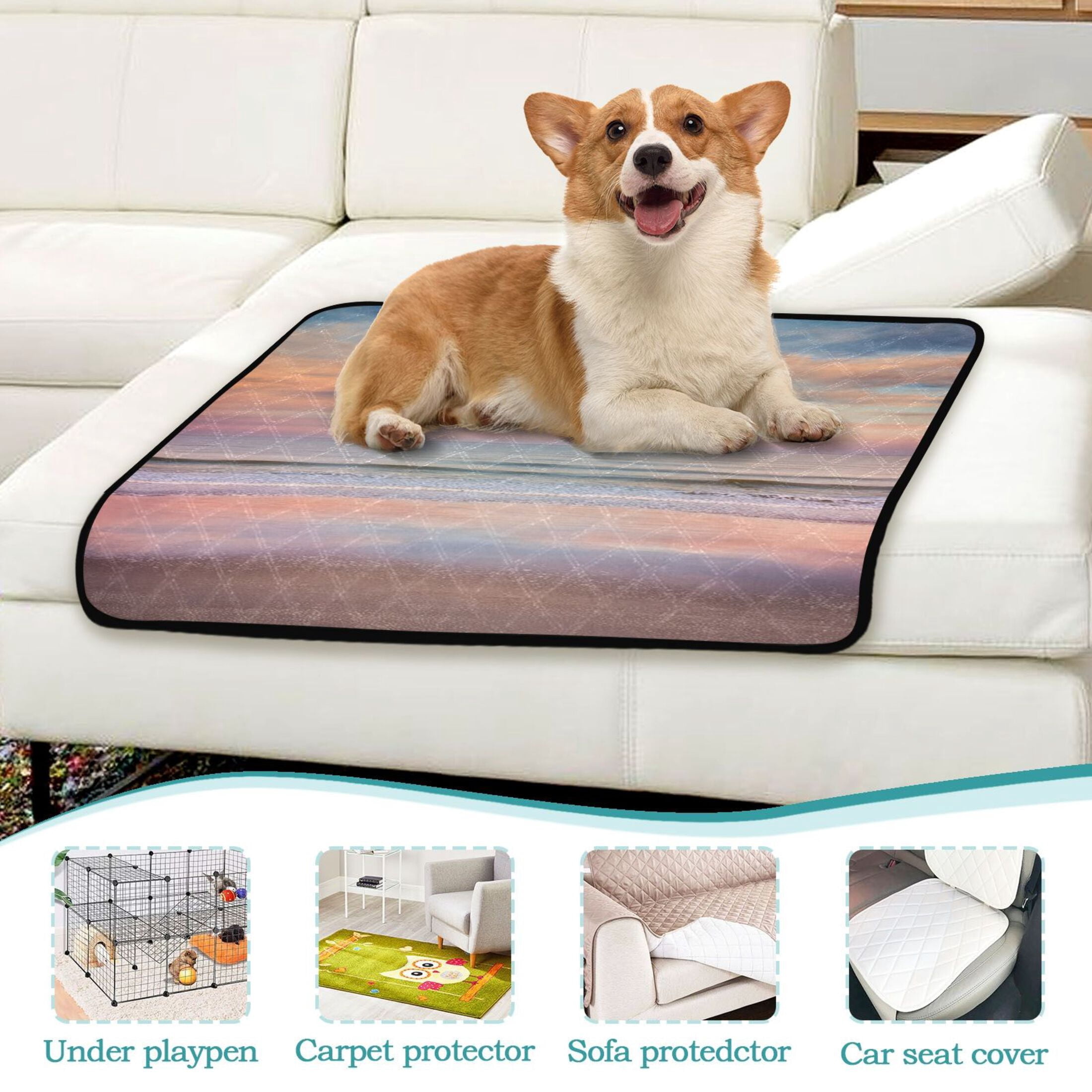 IAUYY Washable Pee Pads for Dogs Medium+Large Absorbent and Leak-Proof Non-Slip Reusable Puppy Pee Pads for Dogs Applicable to Playpen Potty Crate at Sunset