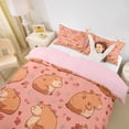 thumbnail image 3 of Erosebridal Capybara Lover Kids Twin Bedding, Love Heart Flower Duvet Cover Set, Pink Reversible, 2 Pieces, No Comforter, 3 of 5
