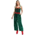 thumbnail image 5 of iEFiEL Women Christmas Overalls Jumpsuit Mrs Santa Claus Costume Sleeveless Wide Leg Pants Rompers for Xmas Party Green XL, 5 of 7