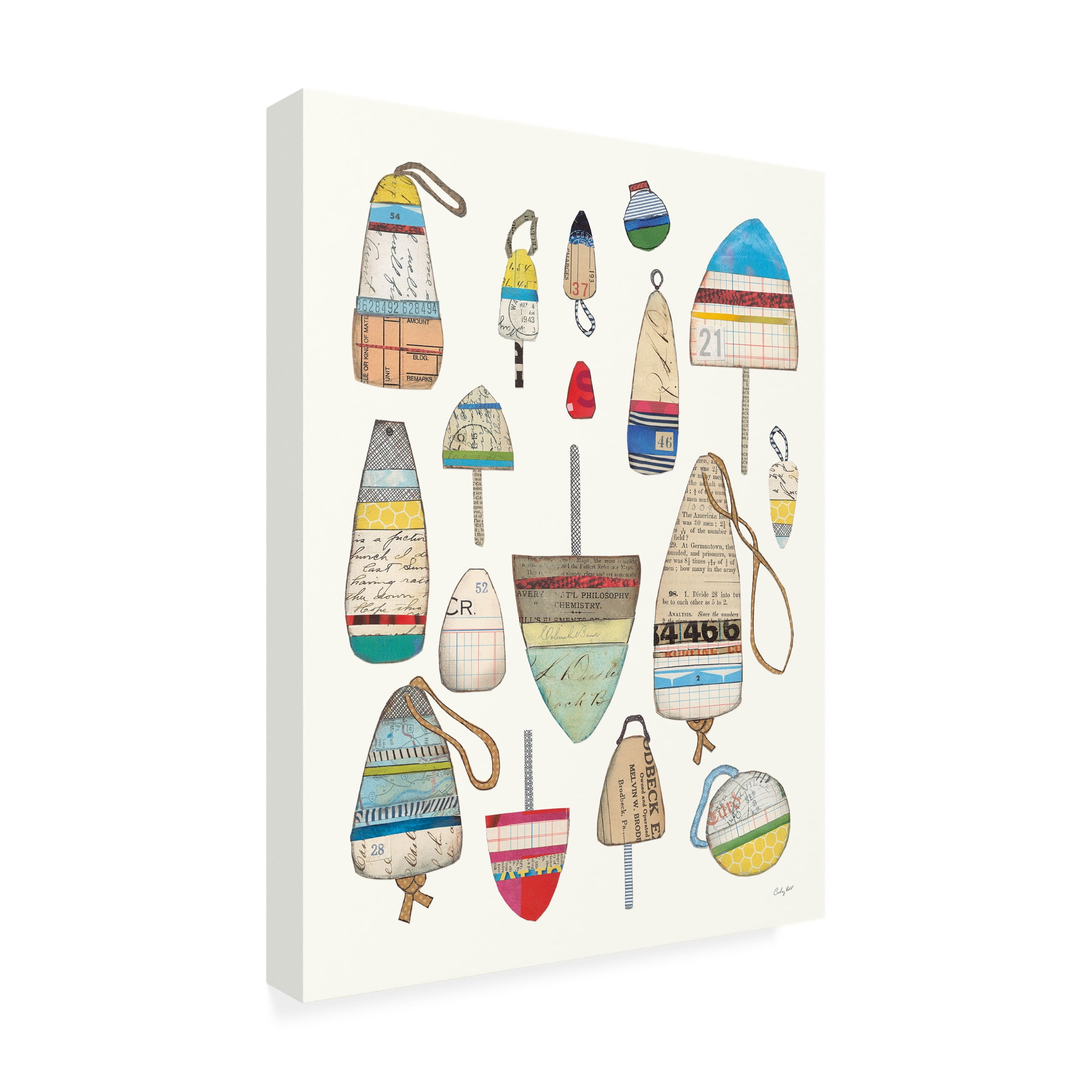 Trademark Fine Art "Lobster Buoys on White" Canvas Art by Courtney Prahl
