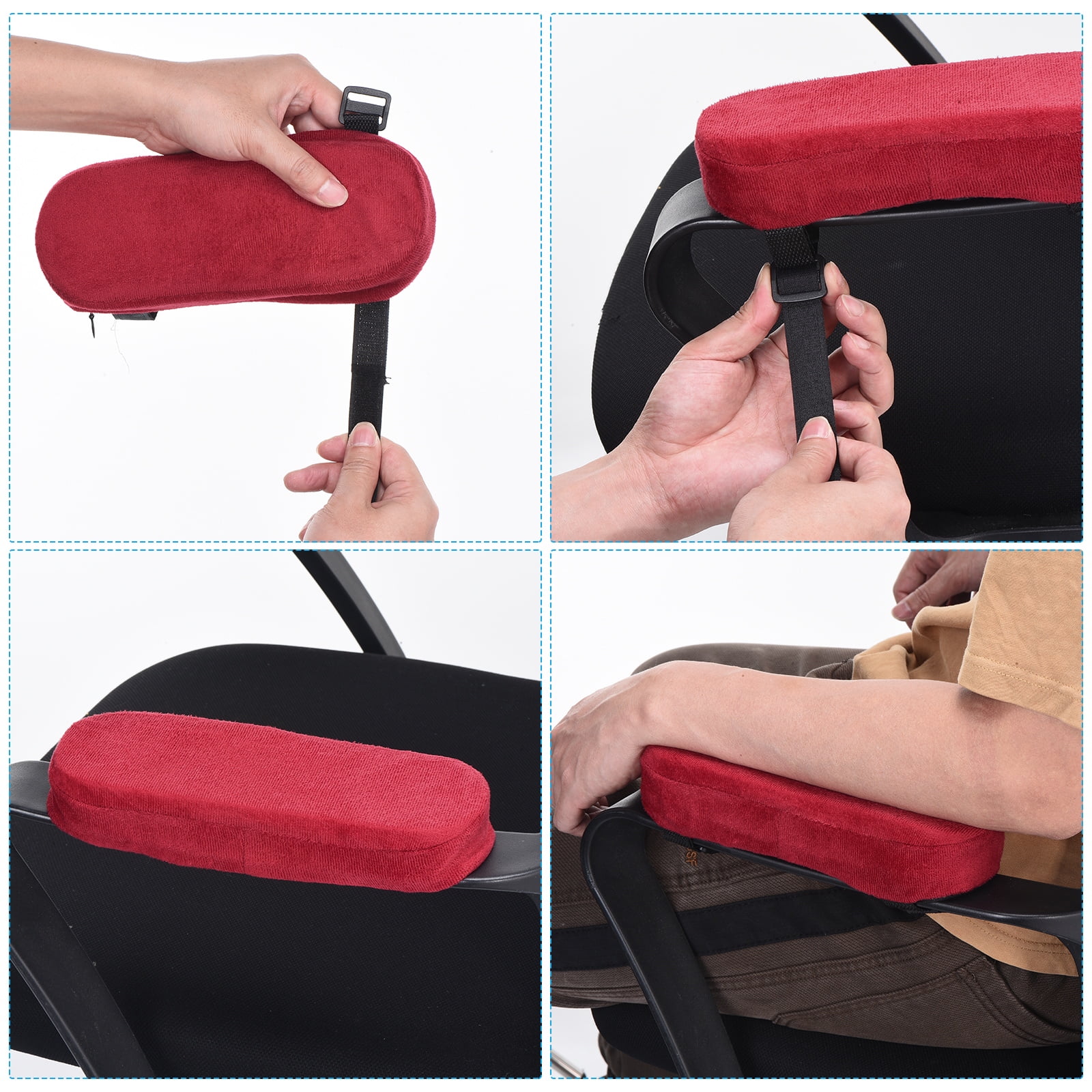 Unique Bargains Office Chair Arm Pads Armrest Memory Foam Cotton Removable Black