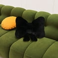 thumbnail image 4 of Black Bow Pillow, Soft Bow Decorative Pillows with Faux Rabbit Fur, Velvet Cute 12" Bow Throw Pillows, Aesthetic Home Decor Bow Shaped Plush Pillow Cushions for Bedroom Sofa Couch, 4 of 5