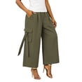 thumbnail image 5 of Hvogkswy Cargo Capri Pants for Women Summer Casual High Waist Wide Leg Capris Loose Fitted Multi Pockets Outdoor Hiking Pants, 5 of 7