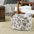 thumbnail image 3 of Household Essentials Medium Tapered Storage Bin with Wood Handles, Floral, 3 of 7
