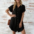 thumbnail image 5 of Tauxra Shirt Dress for Women, Collared Button Down with Pocket, Short Sleeve Gauze Mini Dress in 10 Colors for Spring and Summer, 5 of 7