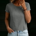 thumbnail image 4 of DeHolifer Women's T-Shirts Casual Cap Sleeve Solid Color Crewneck Lightweight Summer Tee Top Gray L, 4 of 7