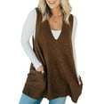thumbnail image 5 of Womens Sleeveless Sweater Vest V Neck Casual Loose Knit A Line Flattering Tunic Top with Pockets, 5 of 6