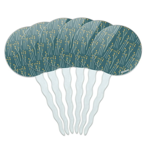 May Sprigs Cupcake Picks Toppers Decoration Set of 6
