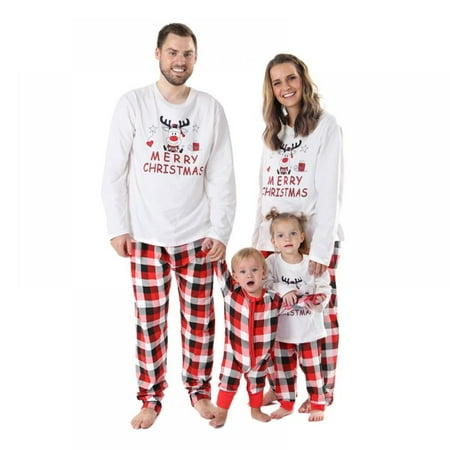 

GYRATEDREAM Christmas Family Pajamas Matching Sets For Dad Mom Kids Baby Parent-Child Set Deer Plaid Xmas Soft 2 Pcs Outfit Sleepwear or Baby Jumpsuit