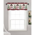 thumbnail image 3 of Christmas Snowman Linen Curtain Valance for Bedroom/Bathroom/Kitchen/Living/Dining Room Window,Xmas Tree Birds Berry Snowflake Red Black Plaid Rod Pocket Topper Decorative Cafe Drapes Panel 60x18, 3 of 6