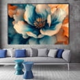 thumbnail image 2 of Mudket Teal and Orange Gradient Flower Canvas Wall Art, Abstract Floral Wall Decor, Framed Ready to Hang Artwork for Living Room Bedroom Office - 12"L x 8"W, 2 of 10